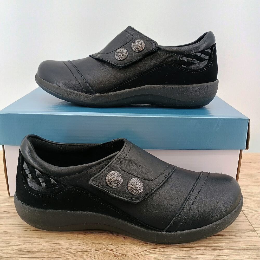 Aetrex Karina Women’s Leather Monk Strap Shoes‎ Black Comfort Walking Size 7
